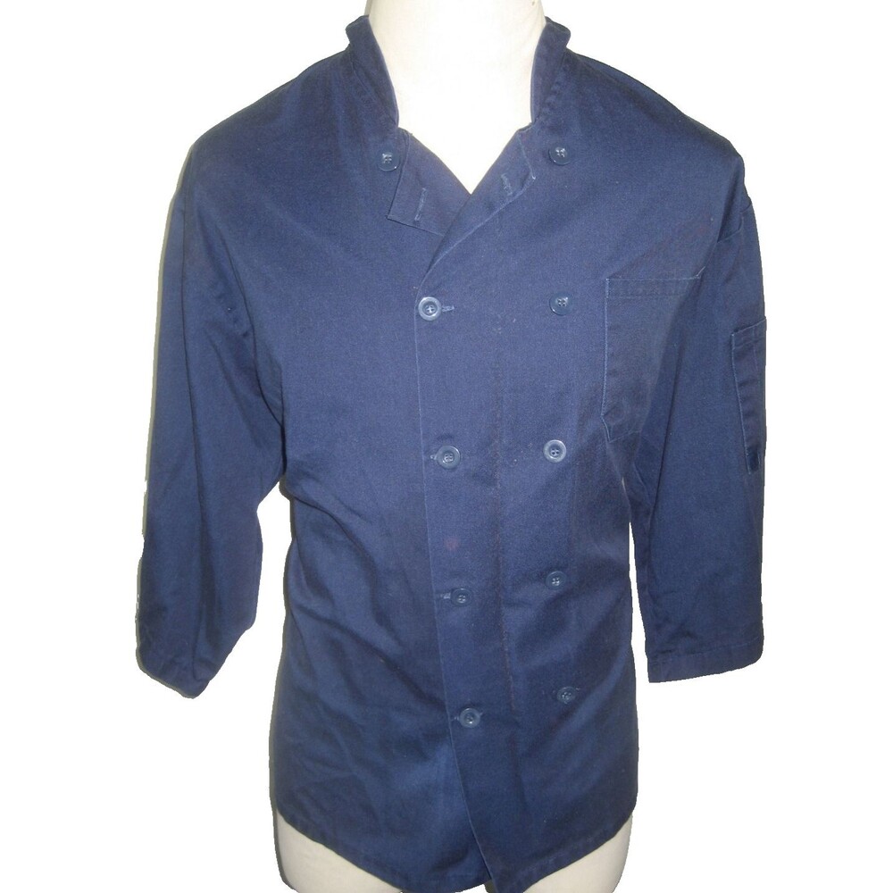 Happy Chef Black Cotton/Poly 3/4 Sleeve Double Breasted Chef's Tunic sz XL